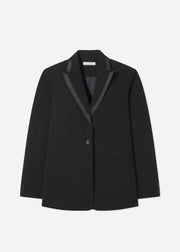 Tuxedo Jacket in Wool and Silk - Black - CO Collections